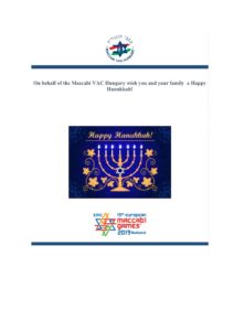 Boldog Hanukát kíván mindenkinek a Maccabi VAC!