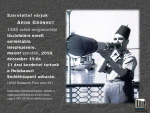 Grünhut Áron emléktábla avatás