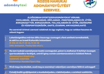 A Maccabi VAC és az Adománytaxi közös hanukai adománygyűjtést szervez